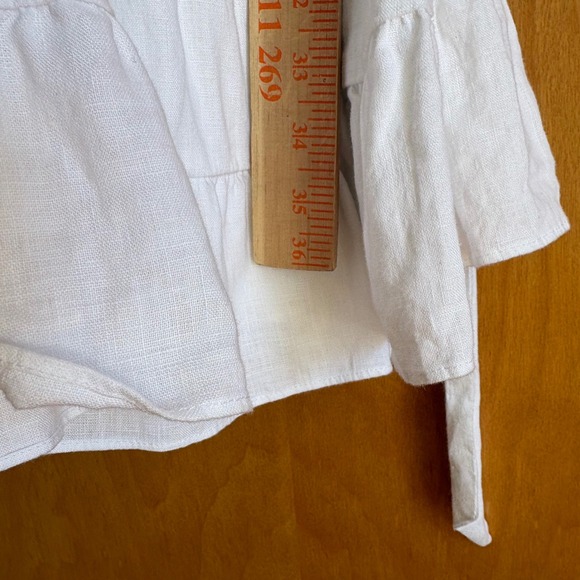 Lilly Pulitzer Dress Womens S White Linen Puff Sleeve Tiered Wrap Mini 013216 - Picture 11 of 11